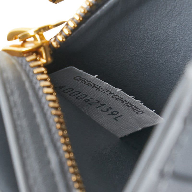 ボッテガヴェネタ イントレチャート カードケース グレー レザー レディース BOTTEGAVENETA 【中古】