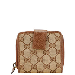 グッチ GGキャンバス 二つ折り財布 346056 ベージュ ブラウン キャンバス レザー レディース GUCCI 【中古】
