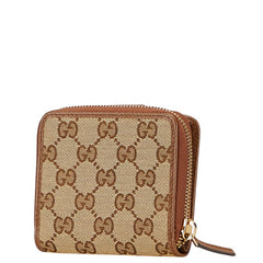 グッチ GGキャンバス 二つ折り財布 346056 ベージュ ブラウン キャンバス レザー レディース GUCCI 【中古】