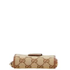 グッチ GGキャンバス 二つ折り財布 346056 ベージュ ブラウン キャンバス レザー レディース GUCCI 【中古】