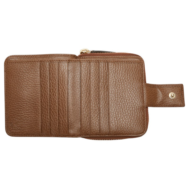 グッチ GGキャンバス 二つ折り財布 346056 ベージュ ブラウン キャンバス レザー レディース GUCCI 【中古】