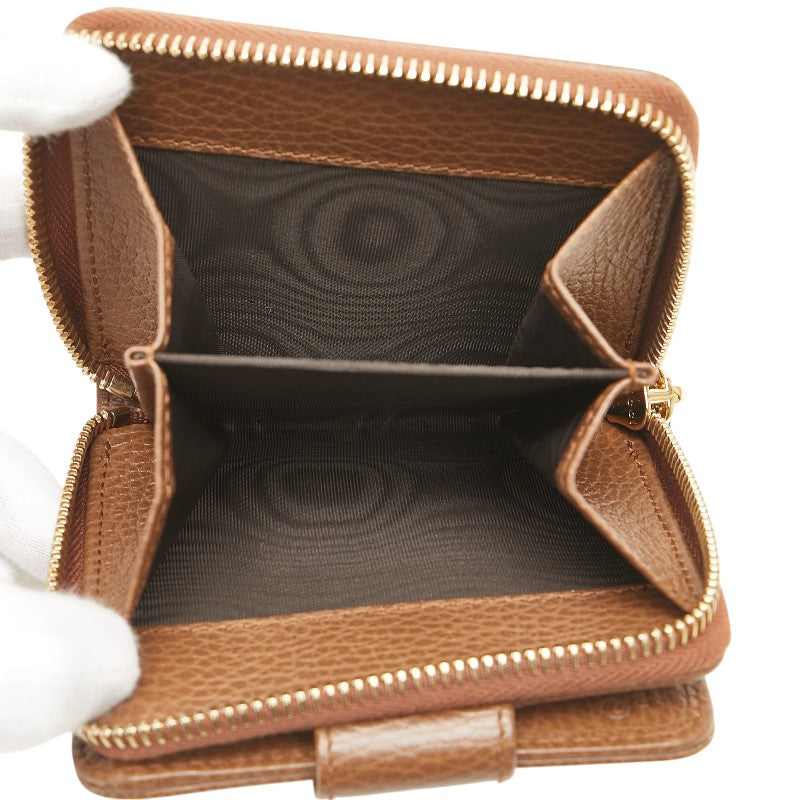 グッチ GGキャンバス 二つ折り財布 346056 ベージュ ブラウン キャンバス レザー レディース GUCCI 【中古】