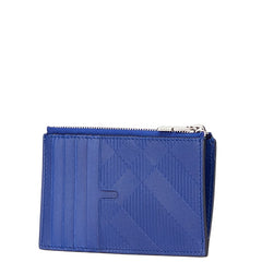バーバリー ノバチェック カードケース コインケース 小銭入れ ブルー レザー レディース BURBERRY 【中古】