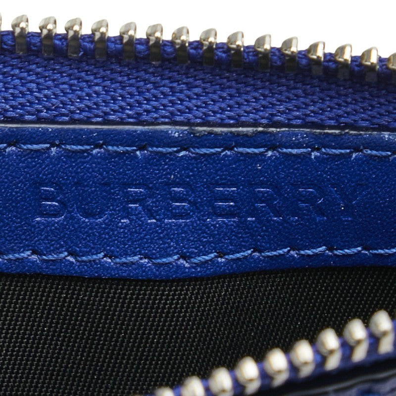 バーバリー ノバチェック カードケース コインケース 小銭入れ ブルー レザー レディース BURBERRY 【中古】