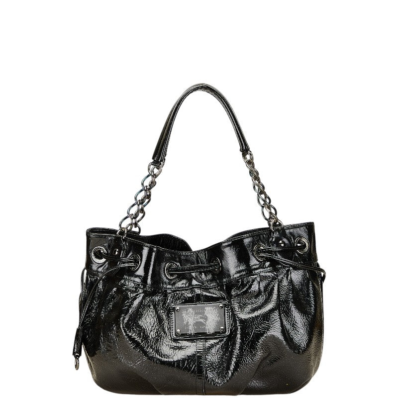 バーバリー ブルーレーベル ショルダーバッグ ブラック エナメル レディース BURBERRY 【中古】