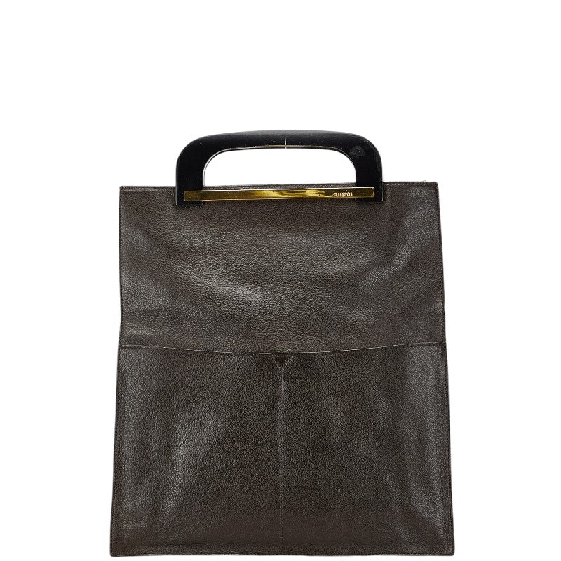 グッチ ハンドバッグ ブラウン ブラック レザー レディース GUCCI 【中古】