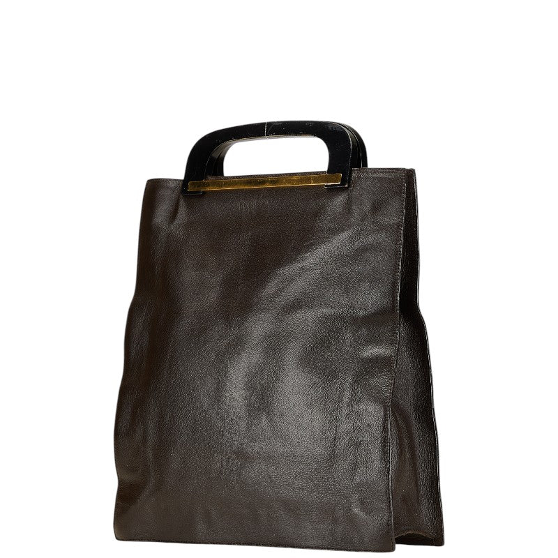 グッチ ハンドバッグ ブラウン ブラック レザー レディース GUCCI 【中古】