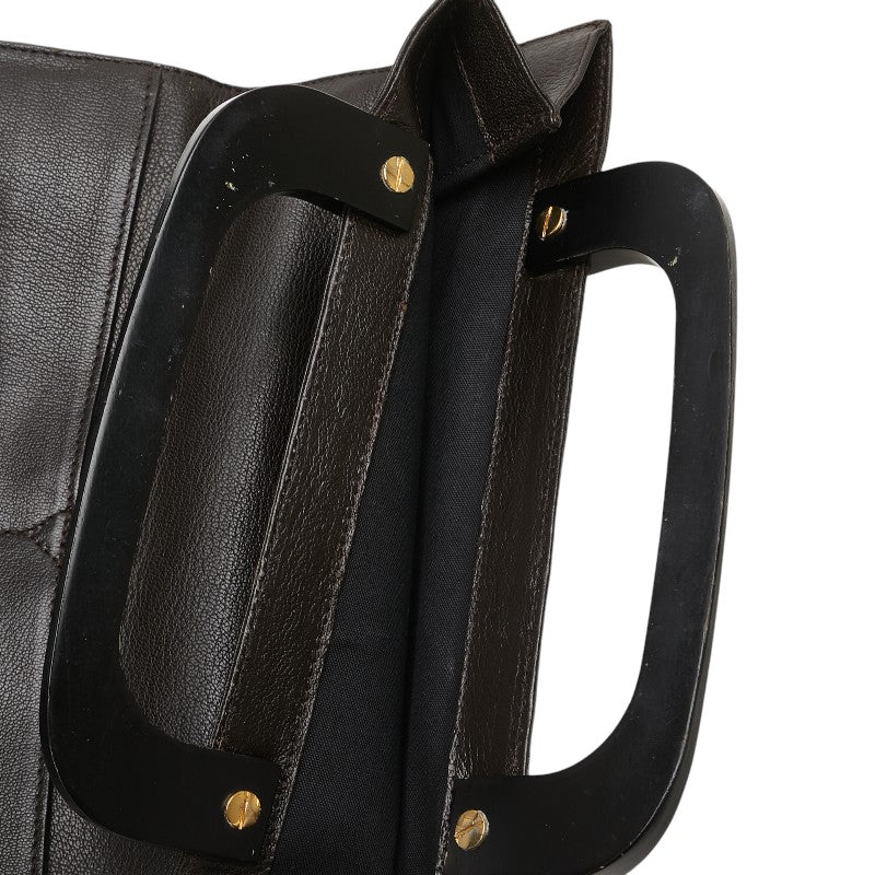 グッチ ハンドバッグ ブラウン ブラック レザー レディース GUCCI 【中古】
