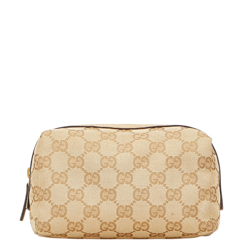 グッチ GGキャンバス ポーチ 29595 ベージュ キャンバス レザー レディース GUCCI 【中古】