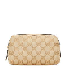 グッチ GGキャンバス ポーチ 29595 ベージュ キャンバス レザー レディース GUCCI 【中古】