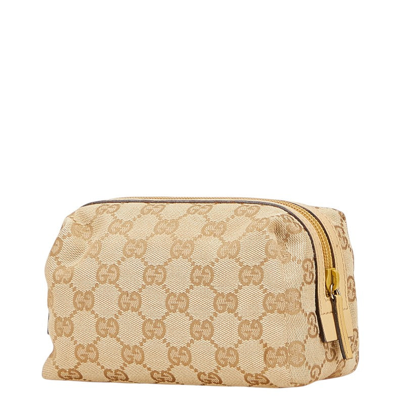 グッチ GGキャンバス ポーチ 29595 ベージュ キャンバス レザー レディース GUCCI 【中古】