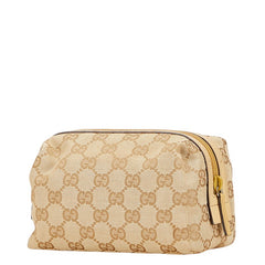 グッチ GGキャンバス ポーチ 29595 ベージュ キャンバス レザー レディース GUCCI 【中古】