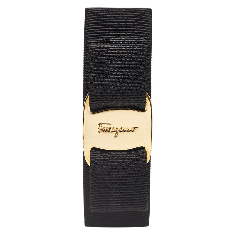 サルヴァトーレフェラガモ ヴァラリボン バレッタ ヘアクリップ ブラック ゴールド ナイロン メッキ レディース Salvatore Ferragamo 【中古】