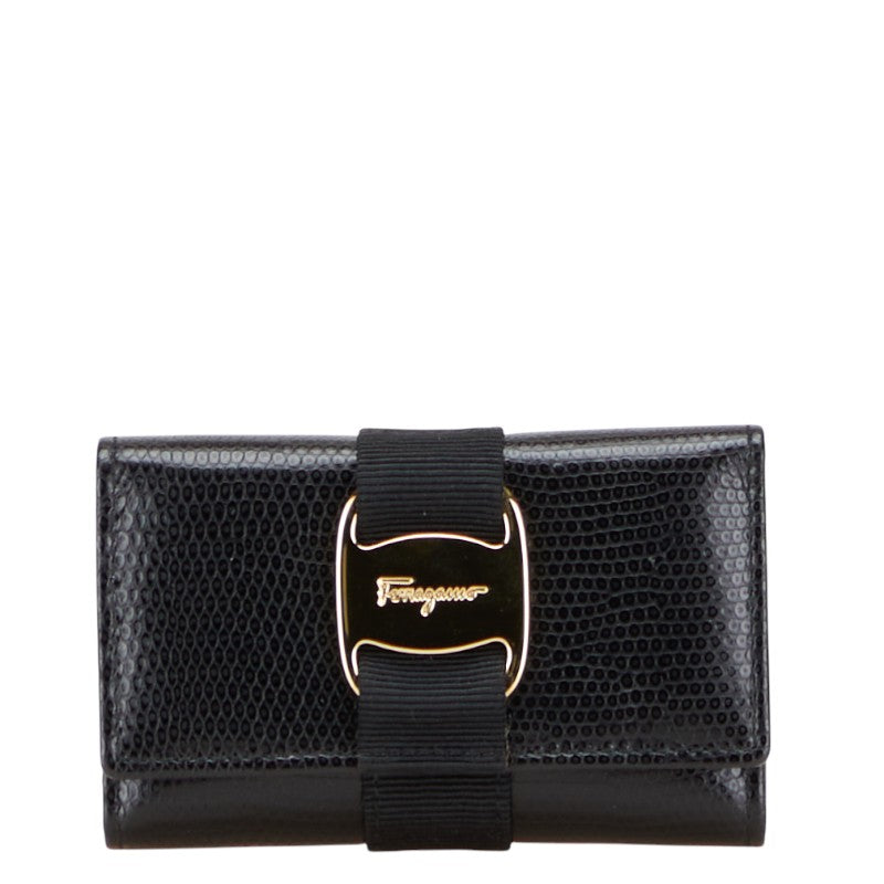サルヴァトーレフェラガモ ヴァラ 6連 キーケース ブラック レザー レディース Salvatore Ferragamo 【中古】