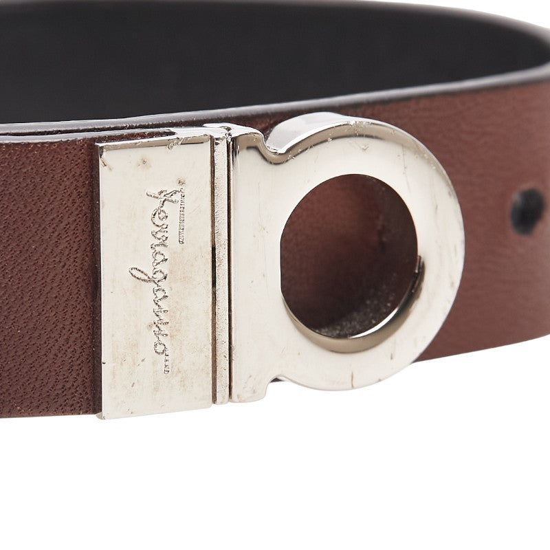 サルヴァトーレフェラガモ ガンチーニ ブレスレット ブラウン シルバー レザー メタル レディース Salvatore Ferragamo 【中古】
