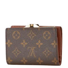 ルイ ヴィトン モノグラム ヴィエノワ 二つ折り財布 M61663 ブラウン PVC レザー レディース LOUIS VUITTON 【中古】