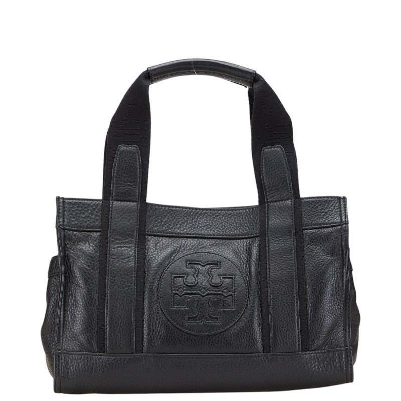 トリーバーチ ロゴ ハンドバッグ トートバッグ ブラック レザー レディース Tory Burch 【中古】