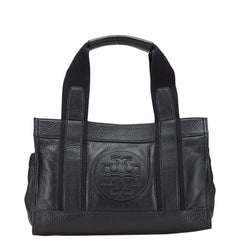 トリーバーチ ロゴ ハンドバッグ トートバッグ ブラック レザー レディース Tory Burch 【中古】