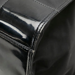 トリーバーチ ロゴ トートバッグ ハンドバッグ ブラック パテントレザー ナイロン レディース Tory Burch 【中古】