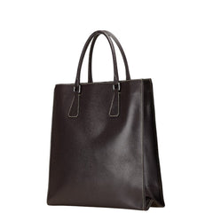 プラダ 三角ロゴプレート トートバッグ ブラック レザー レディース PRADA 【中古】