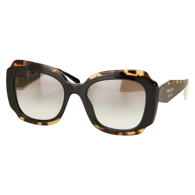 プラダ スクエアフレーム サングラス SPR16Y ブラック ブラウン プラスチック レディース PRADA 【中古】