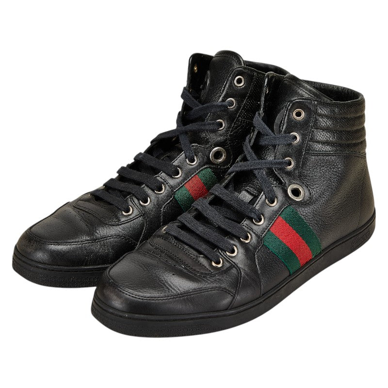 グッチ シェリーライン ソーホー インターロッキングG ハイカットスニーカー サイズ：8.5 221825 ブラック レザー メンズ GUCCI 【中古】