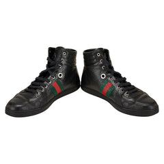 グッチ シェリーライン ソーホー インターロッキングG ハイカットスニーカー サイズ：8.5 221825 ブラック レザー メンズ GUCCI 【中古】