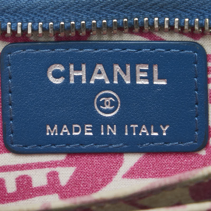 シャネル マトラッセ ココマーク コインケース 小銭入れ ブルー キャビアスキン レディース CHANEL 【中古】