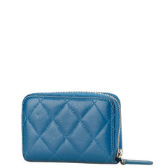 シャネル マトラッセ ココマーク コインケース 小銭入れ ブルー キャビアスキン レディース CHANEL 【中古】