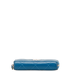 シャネル マトラッセ ココマーク コインケース 小銭入れ ブルー キャビアスキン レディース CHANEL 【中古】