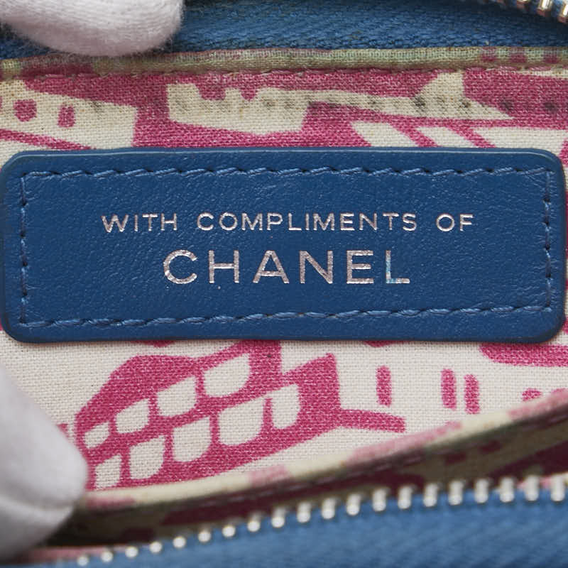 シャネル マトラッセ ココマーク コインケース 小銭入れ ブルー キャビアスキン レディース CHANEL 【中古】