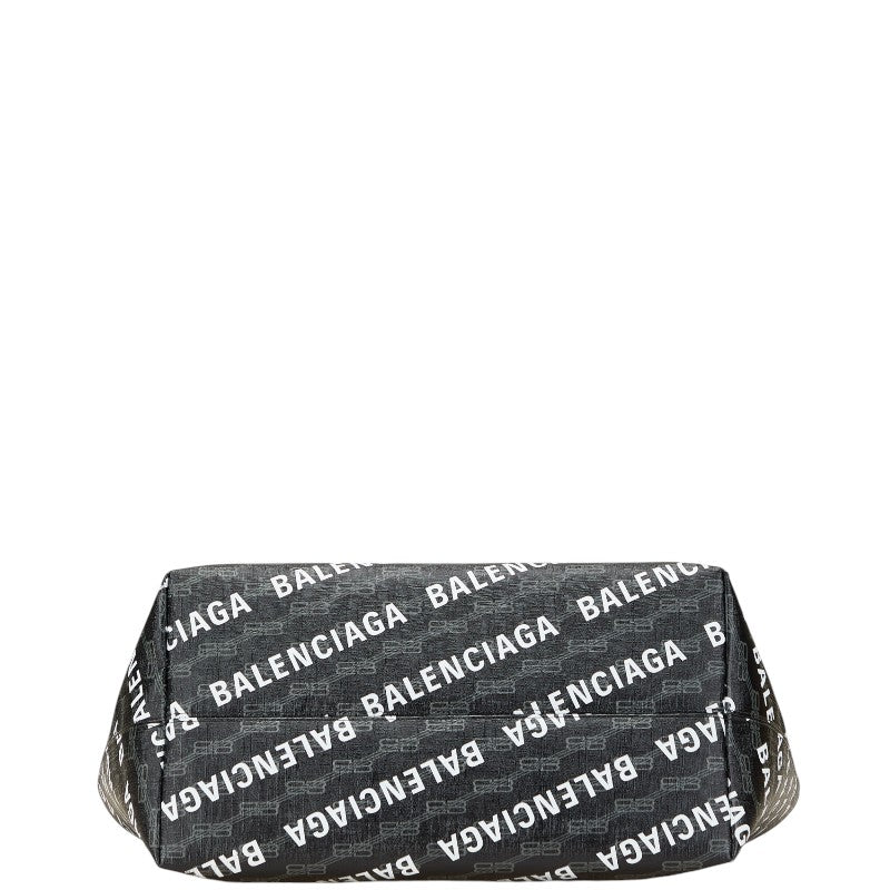 バレンシアガ ロゴ トートバッグ ハンドバッグ ブラック PVC レザー レディース BALENCIAGA 【中古】