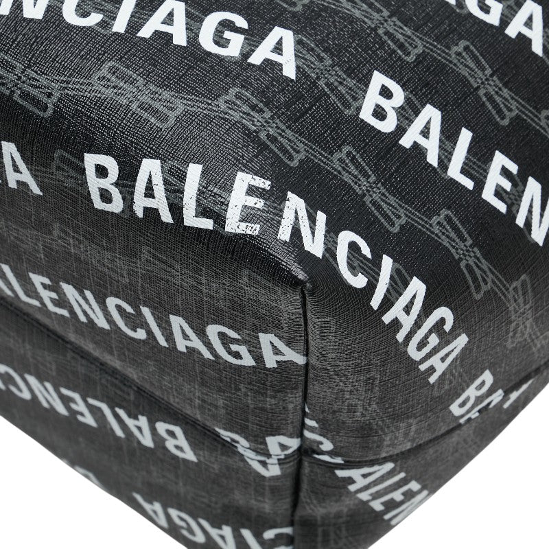 バレンシアガ ロゴ トートバッグ ハンドバッグ ブラック PVC レザー レディース BALENCIAGA 【中古】