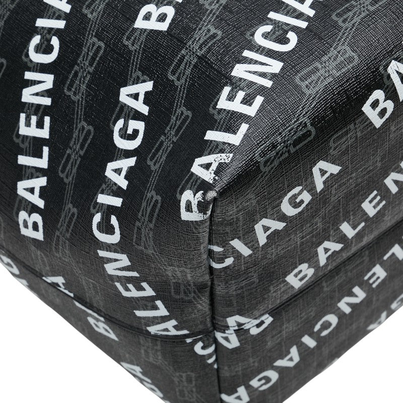 バレンシアガ ロゴ トートバッグ ハンドバッグ ブラック PVC レザー レディース BALENCIAGA 【中古】