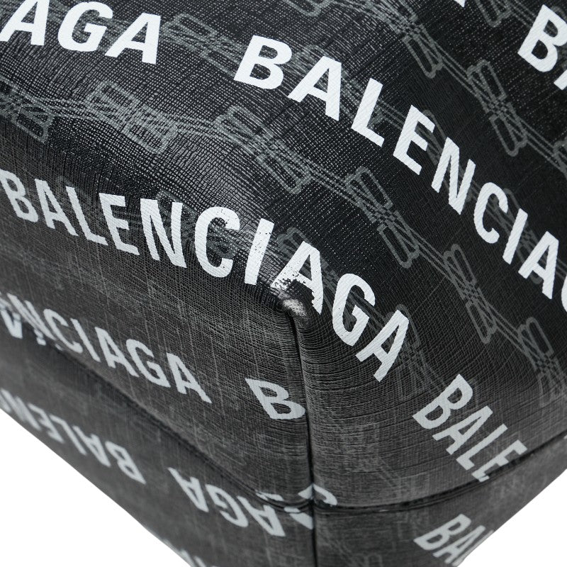 バレンシアガ ロゴ トートバッグ ハンドバッグ ブラック PVC レザー レディース BALENCIAGA 【中古】