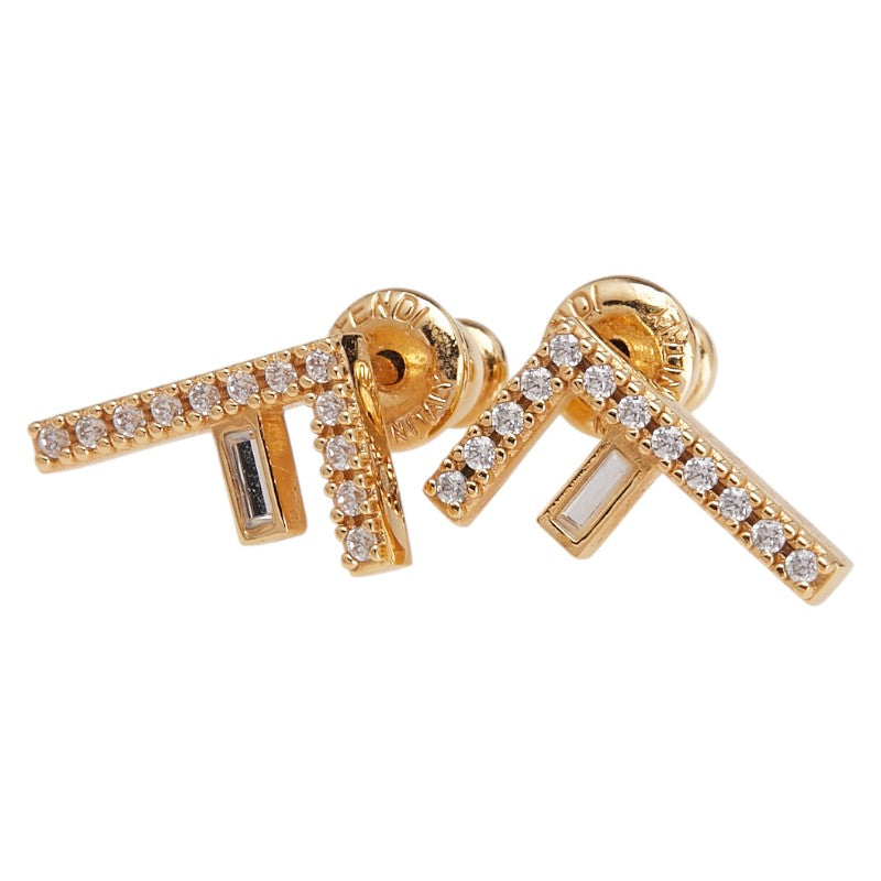 フェンディ エフイズ スタッドピアス ゴールド メッキ ラインストーン レディース FENDI 【中古】