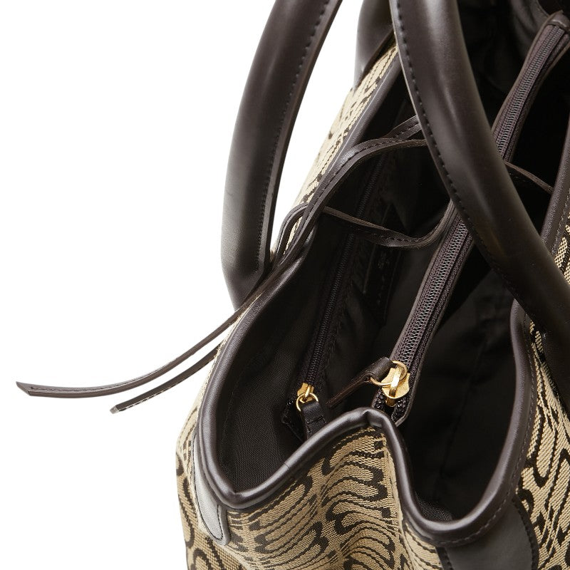 バレンシアガ BBロゴ ハンドバッグ トートバッグ ベージュ ブラウン キャンバス レザー レディース BALENCIAGA 【中古】