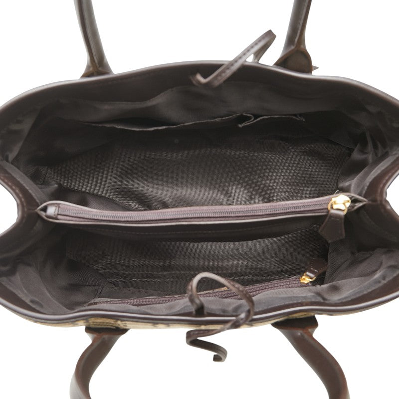 バレンシアガ BBロゴ ハンドバッグ トートバッグ ベージュ ブラウン キャンバス レザー レディース BALENCIAGA 【中古】