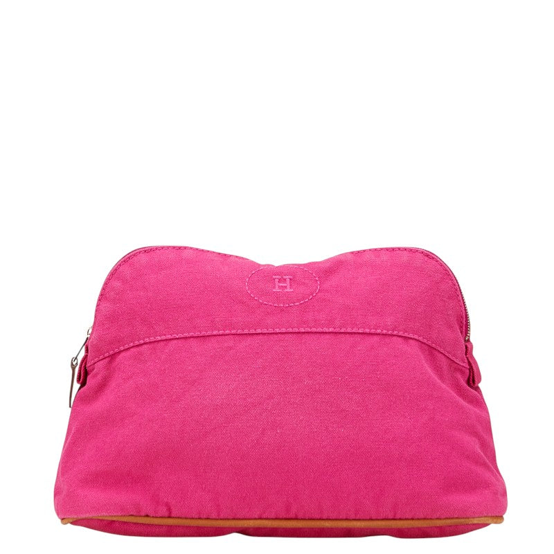 エルメス ボリード ポーチMM ポーチ ピンク ブラウン キャンバス レザー レディース HERMES 【中古】
