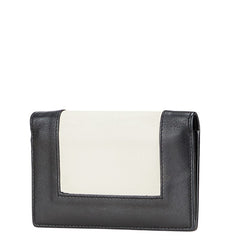 セリーヌ フレーム イブニング 二つ折り財布 ブラック クリーム レザー レディース CELINE 【中古】