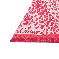カルティエ レオパード スカーフ ピンク レッド シルク レディース CARTIER 【中古】