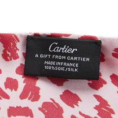 カルティエ レオパード スカーフ ピンク レッド シルク レディース CARTIER 【中古】