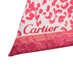 カルティエ レオパード スカーフ ピンク レッド シルク レディース CARTIER 【中古】