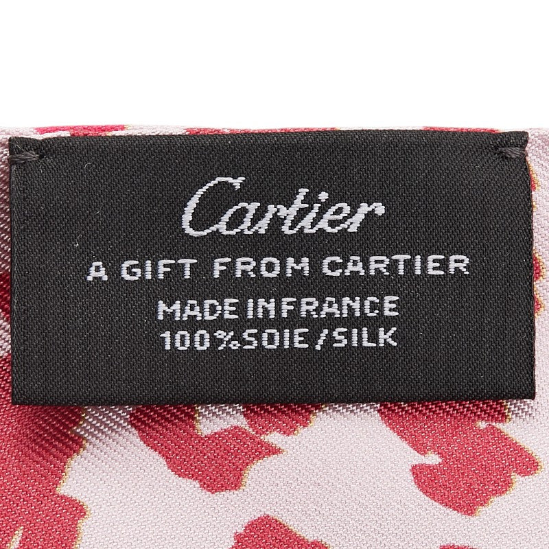カルティエ レオパード スカーフ ピンク レッド シルク レディース CARTIER 【中古】