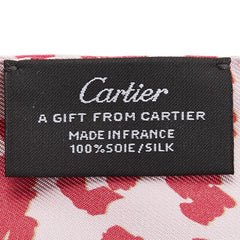 カルティエ レオパード スカーフ ピンク レッド シルク レディース CARTIER 【中古】