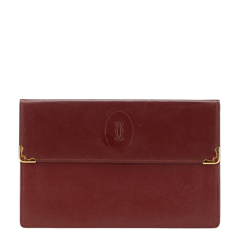 カルティエ マストライン 長財布 ワインレッド ボルドー レザー レディース CARTIER 【中古】