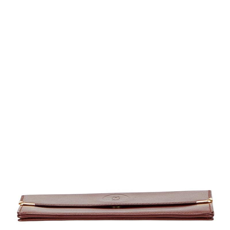 カルティエ マストライン 長財布 ワインレッド ボルドー レザー レディース CARTIER 【中古】