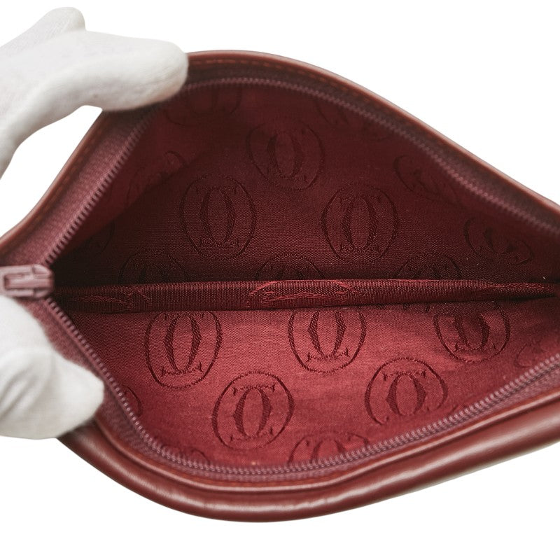 カルティエ マストライン 長財布 ワインレッド ボルドー レザー レディース CARTIER 【中古】