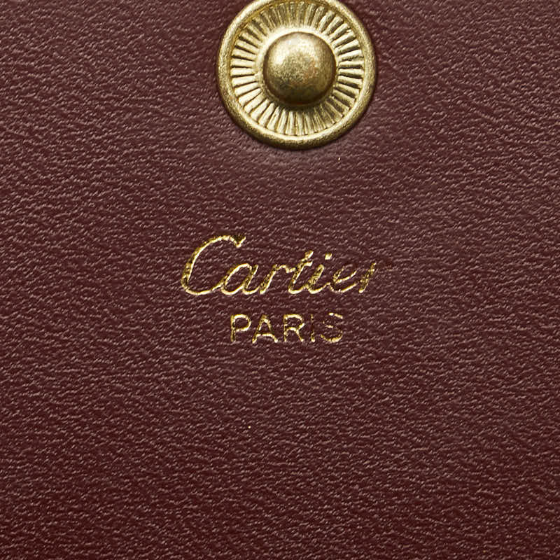 カルティエ マストライン 長財布 ワインレッド ボルドー レザー レディース CARTIER 【中古】