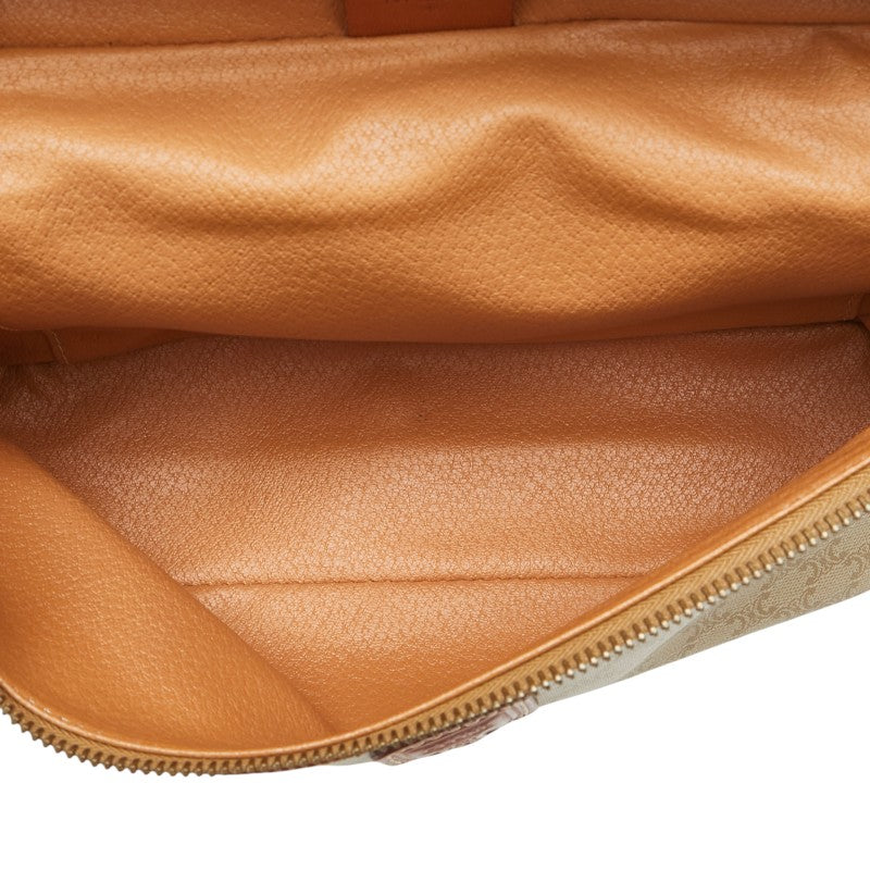 セリーヌ マカダム バニティバッグ ベージュ ブラウン PVC レザー レディース CELINE 【中古】